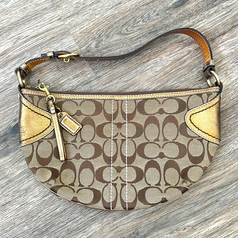 * SOLD*Coach leather and canvas shoulder bag